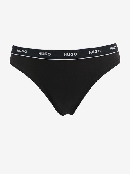 HUGO Sada tří dámských tang v černé, fialové a tmavě růžové barvě HUGO
