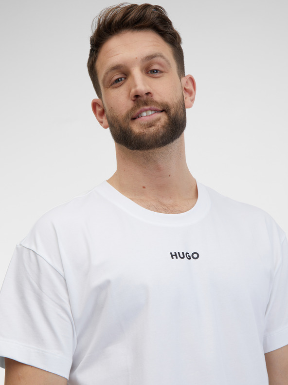 HUGO Bílé pánské tričko HUGO
