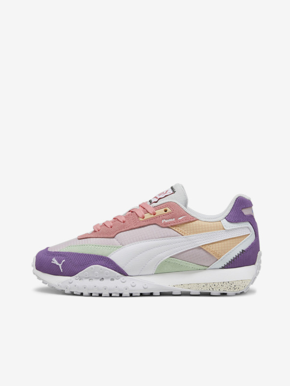 Puma Bílo-fialové dámské tenisky s koženými detaily Puma Blktop Rider