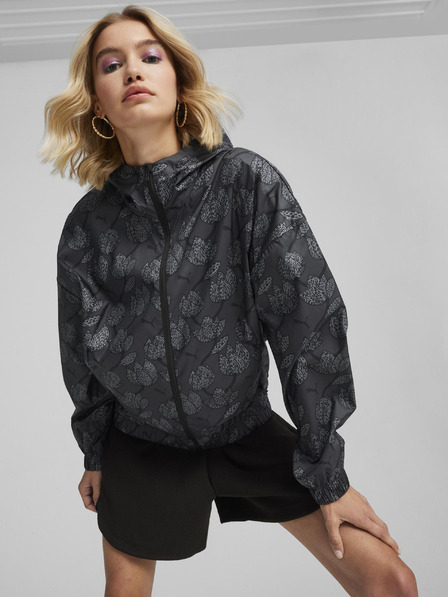 Puma Šedá dámská lehká vzorovaná bunda Puma Blossom AOP Windbreaker