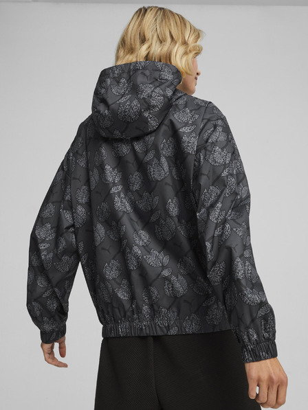 Puma Šedá dámská lehká vzorovaná bunda Puma Blossom AOP Windbreaker