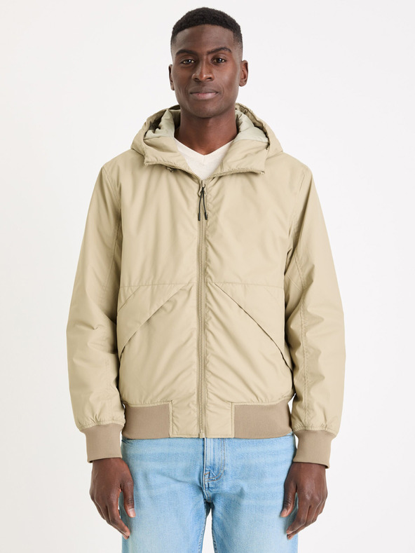 Celio Béžová pánská bunda Celio Guhoodie