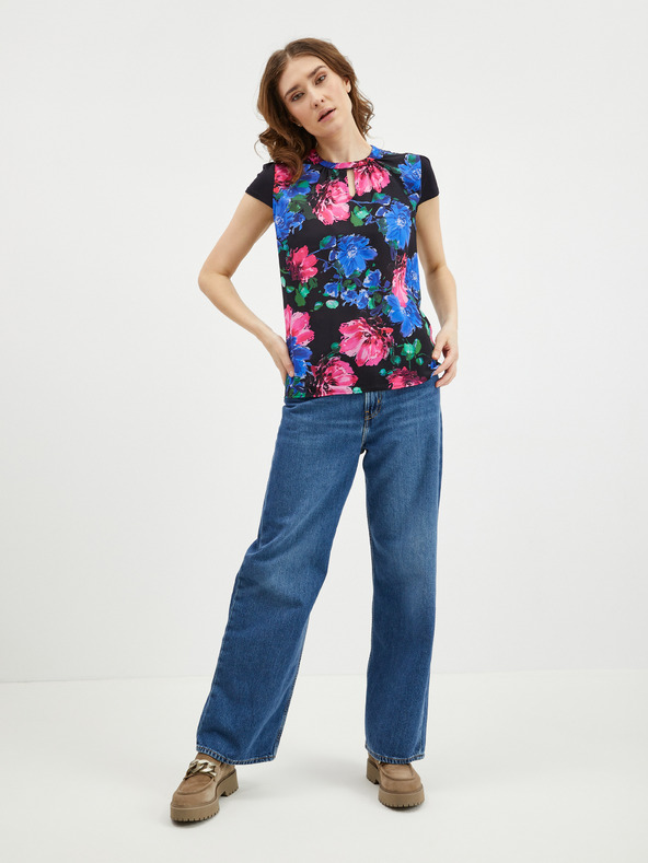 Orsay Růžovo-černá dámská květovaná halenka ORSAY