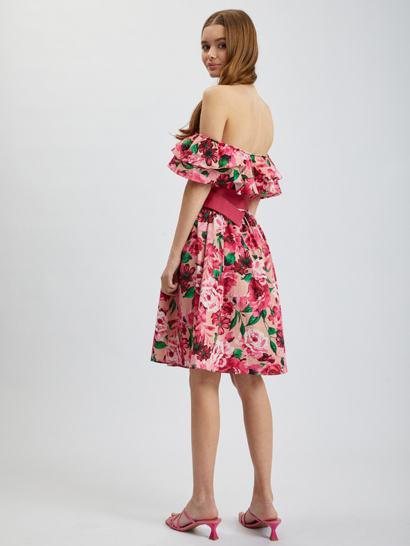 Orsay Tmavě růžové dámské květované šaty ORSAY