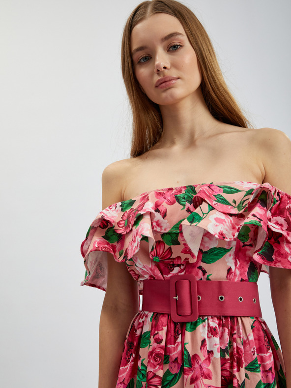 Orsay Tmavě růžové dámské květované šaty ORSAY