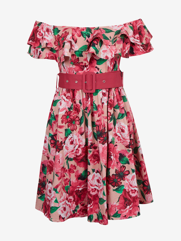 Orsay Tmavě růžové dámské květované šaty ORSAY