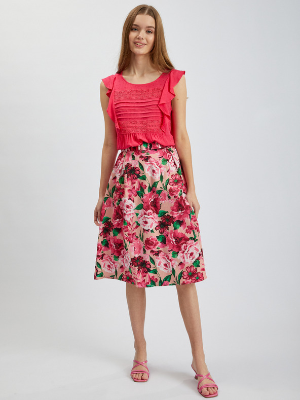 Orsay Růžová dámská květovaná sukně ORSAY