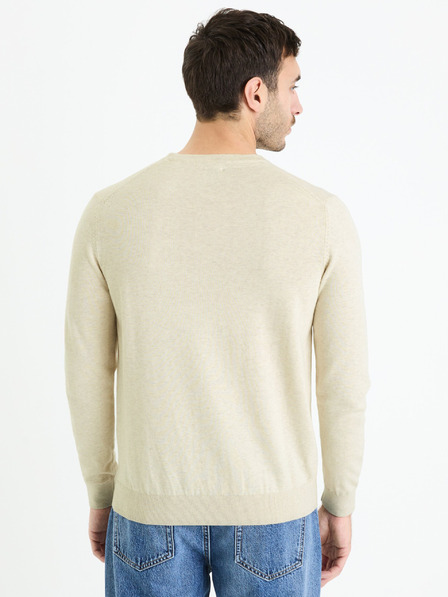 Celio Krémový pánský basic svetr Celio Decoton