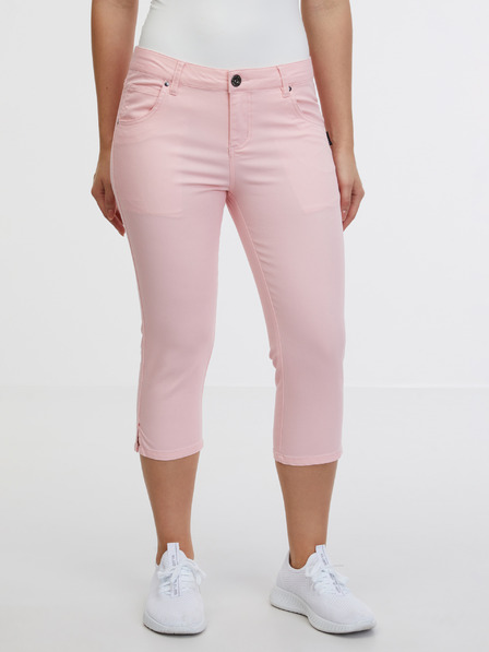 Sam 73 Světle růžové dámské tříčtvrteční slim fit džíny SAM 73 Amara