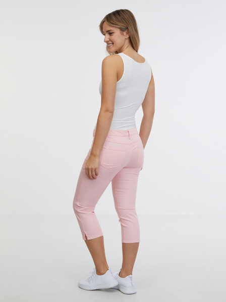 Sam 73 Světle růžové dámské tříčtvrteční slim fit džíny SAM 73 Amara