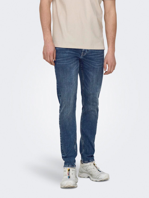 ONLY & SONS Tmavě modré pánské skinny fit džíny ONLY & SONS Warp