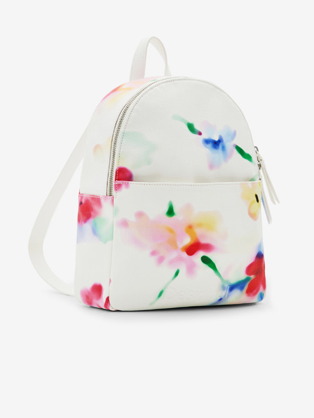 Desigual Bílý dámský květovaný batoh Desigual Liquidflower Mombasa Mini