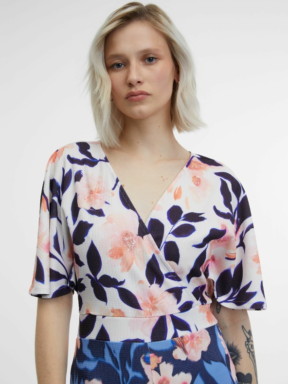 Orsay Tmavě modrý dámský květovaný overal ORSAY