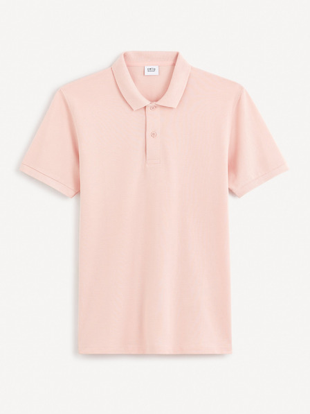 Celio Světle růžové pánské basic polo tričko Celio Teone