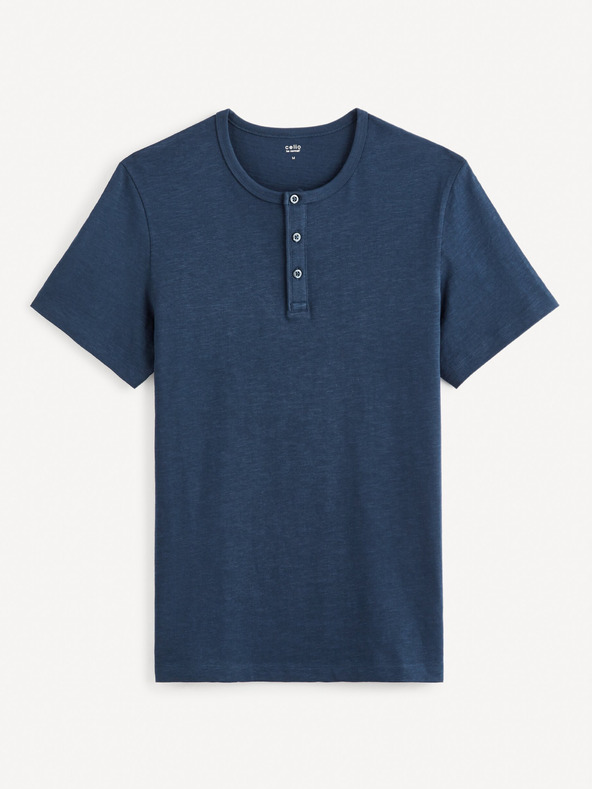 Celio Tmavě modré pánské basic tričko Celio Genperle