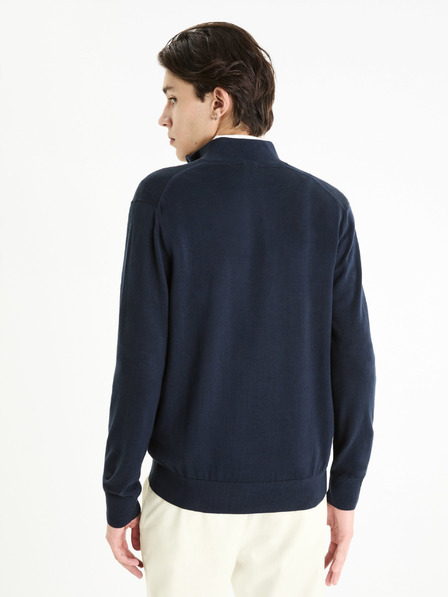 Celio Tmavě modrý pánský basic svetr Celio Gecotont