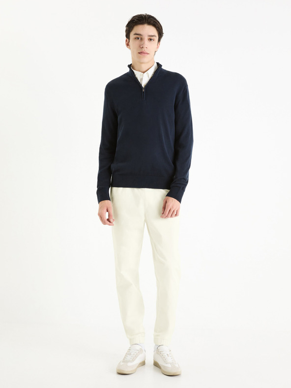 Celio Tmavě modrý pánský basic svetr Celio Gecotont