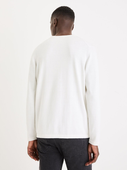 Celio Bílý pánský basic svetr Celio Gewells