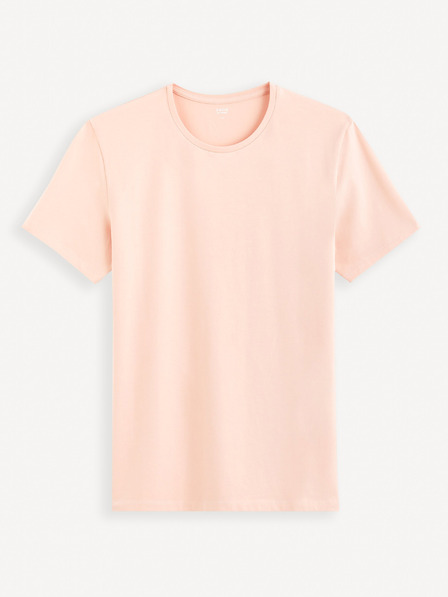 Celio Růžové pánské basic tričko Celio Neunir