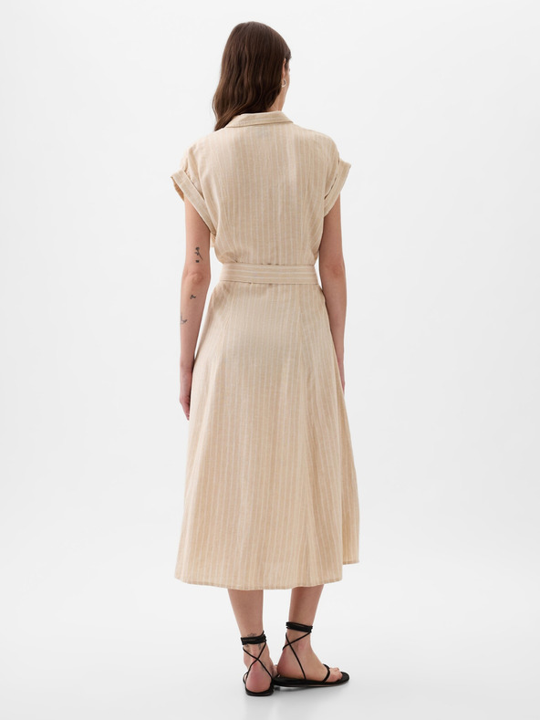 GAP Lněné košilové midi šaty GAP