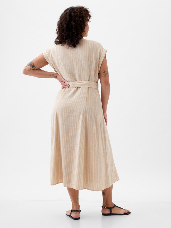 GAP Lněné košilové midi šaty GAP