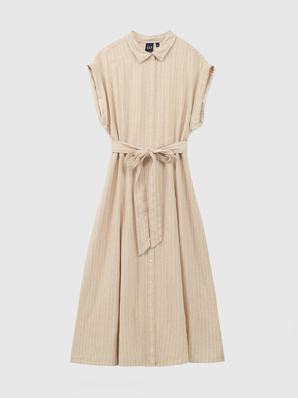 GAP Lněné košilové midi šaty GAP