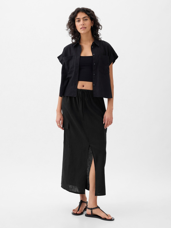 GAP Lněná midi sukně Utility GAP