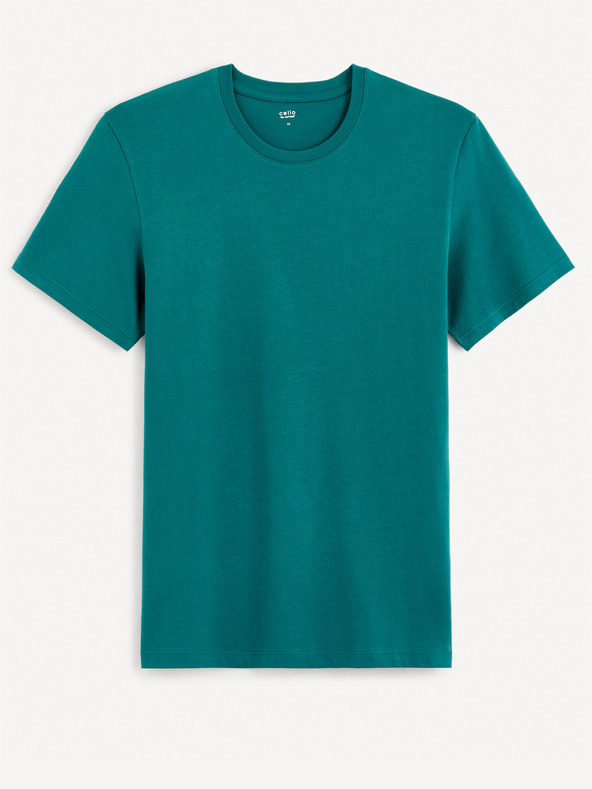 Celio Petrolejové pánské basic tričko Celio Tebase