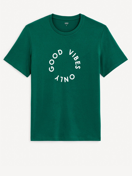 Celio Tmavě zelené pánské tricko Celio Gecircu