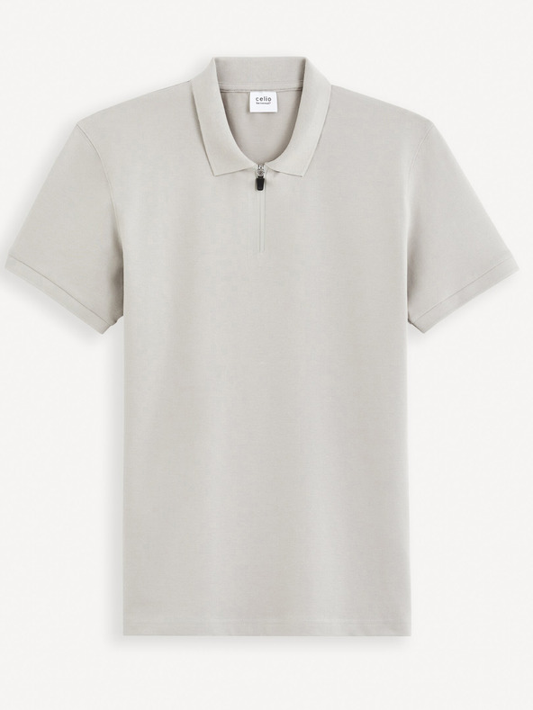 Celio Světle šedé pánské basic polo tričko Celio Gebenoit