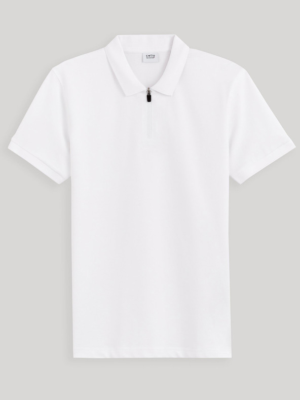 Celio Bílé pánské basic polo tričko Celio Gebenoit