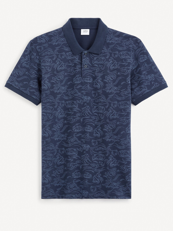 Celio Tmavě modré pánské vzorované polo tricko Celio Gevague
