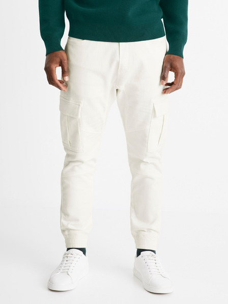 Celio Krémové pánské cargo kalhoty Celio Cokit4