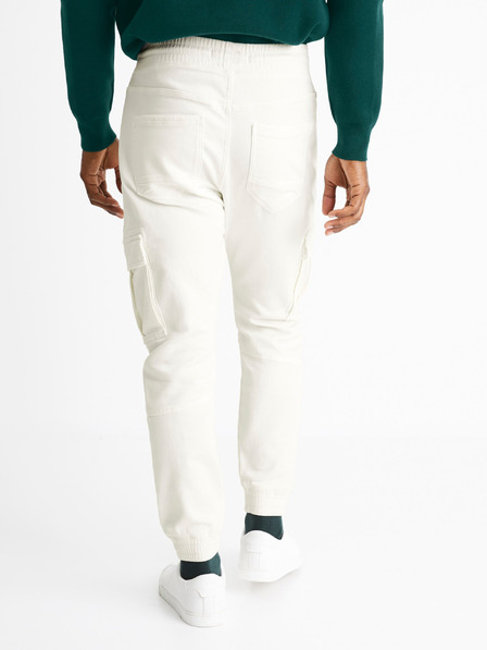 Celio Krémové pánské cargo kalhoty Celio Cokit4