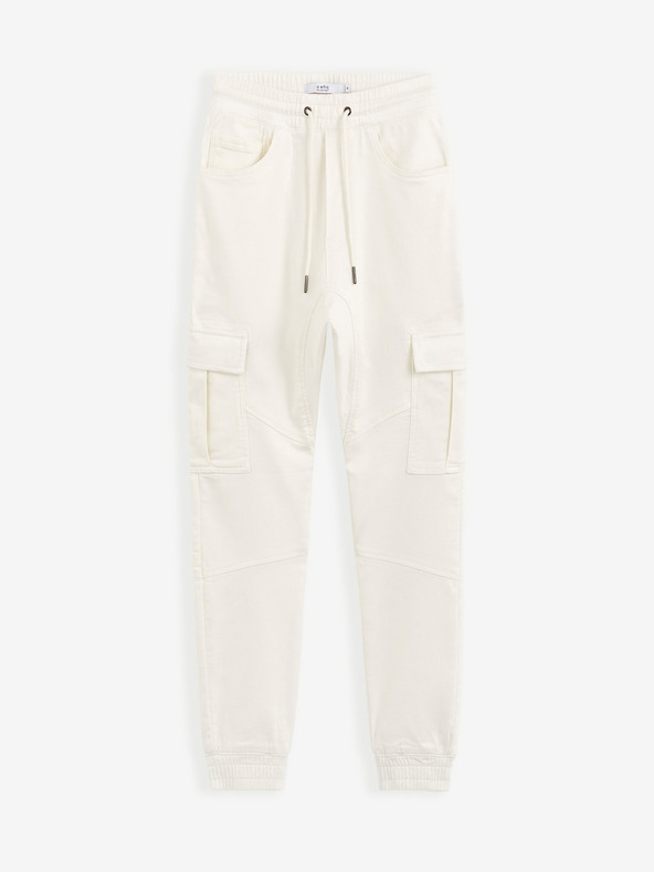Celio Krémové pánské cargo kalhoty Celio Cokit4