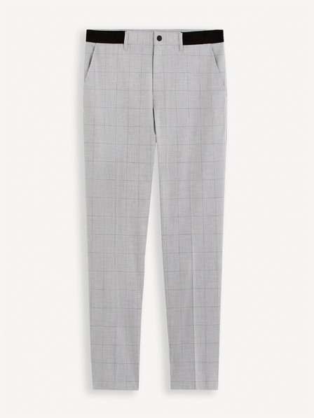 Celio Světle šedé pánské kostkované chino kalhoty Celio Gocarreau