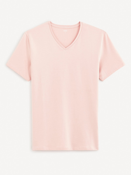 Celio Růžové pánské basic tričko Celio Neuniv