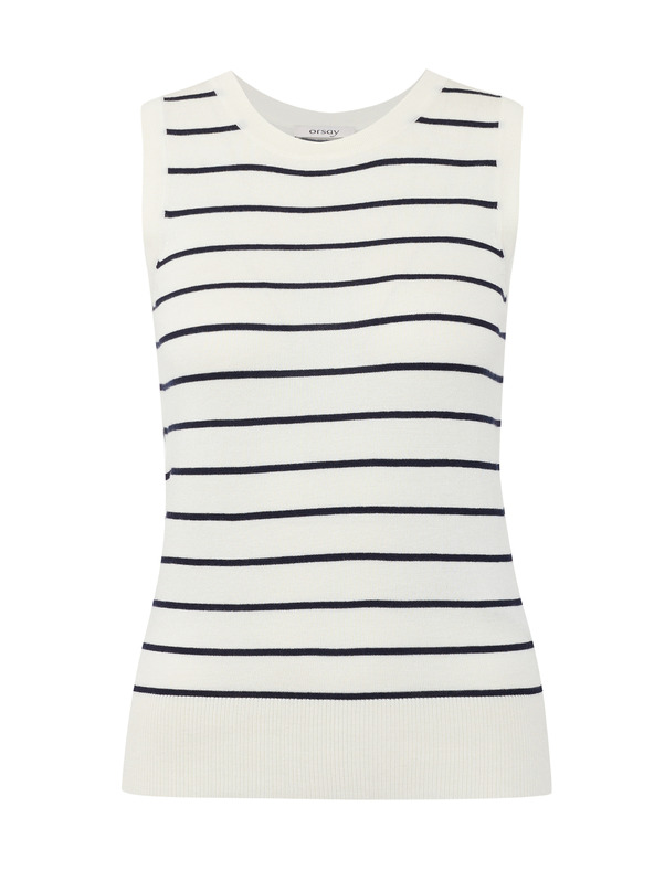 Orsay Modro-krémový dámský pruhovaný top ORSAY