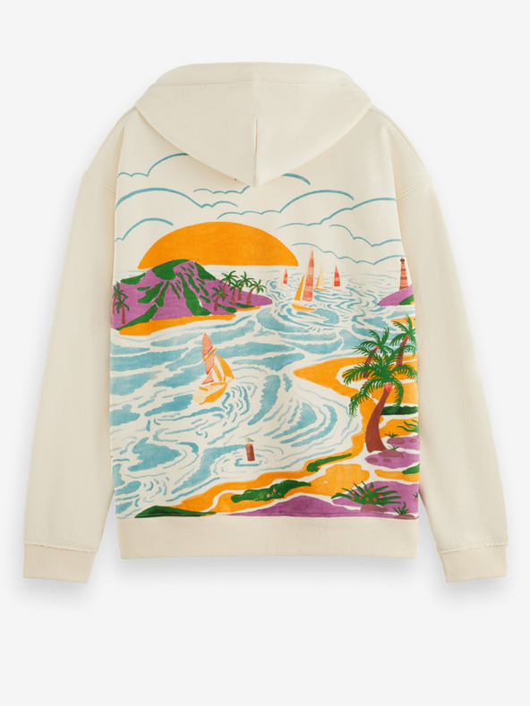 Scotch & Soda Krémová pánská mikina s kapucí Scotch & Soda