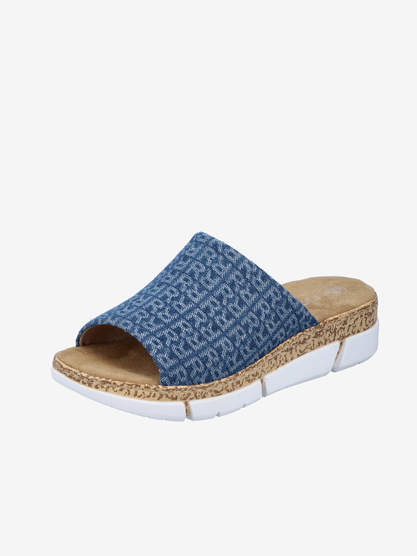 Rieker Modré dámské vzorované pantofle Rieker