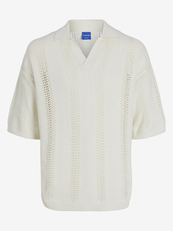 Jack & Jones Krémové pánské polo tričko Jack & Jones Wavy