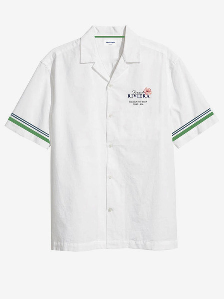 Jack & Jones Bílá pánská košile s krátkým rukávem Jack & Jones Riviera