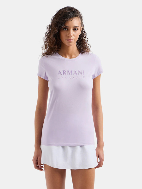 Armani Exchange Světle fialové dámské tričko Armani Exchange