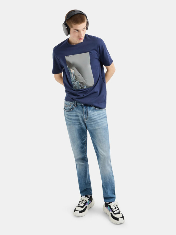 Armani Exchange Tmavě modré pánské tričko Armani Exchange