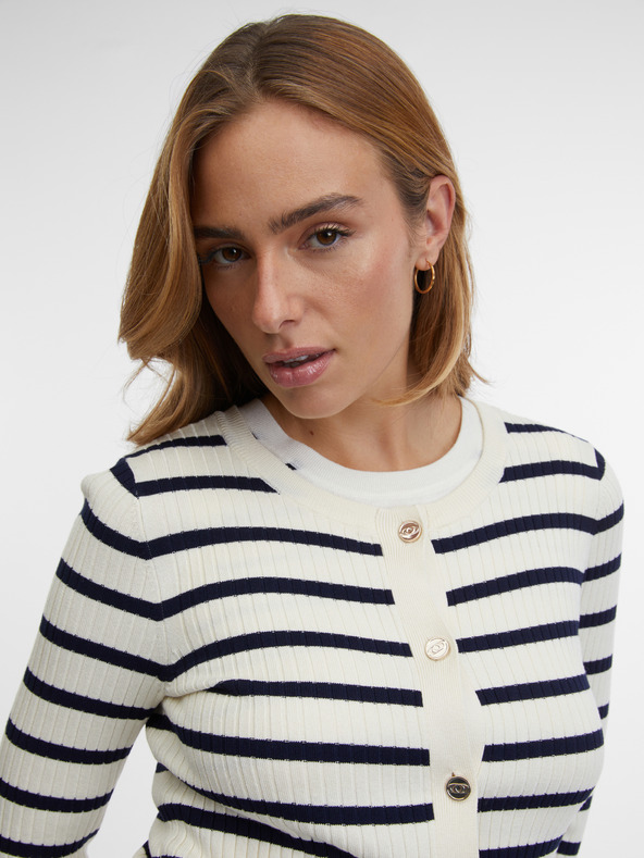 Orsay Krémový dámský pruhovaný kardigan ORSAY