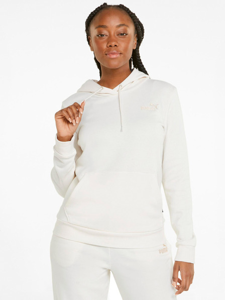 Puma Krémová dámská mikina s kapucí Puma ESS+ Embroidery Hoodie TR