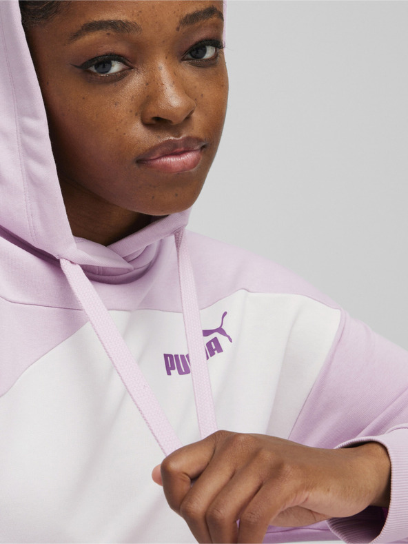 Puma Bílo-růžová dámská mikina s kapucí Puma Power Hoodie TR