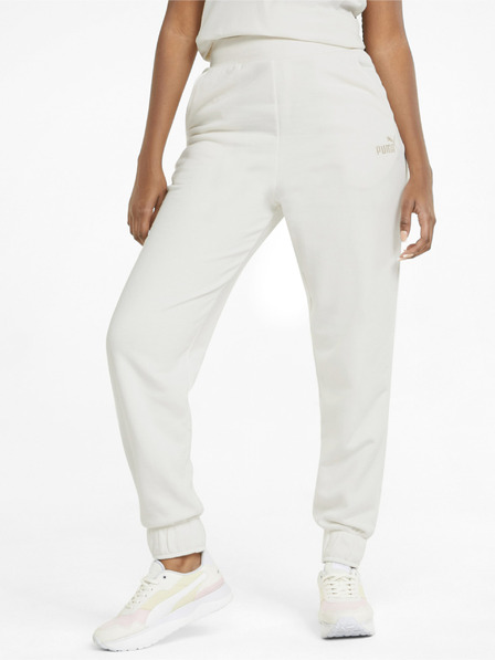 Puma Krémové dámské tepláky Puma ESS+ Embroidery High-Waist Pants