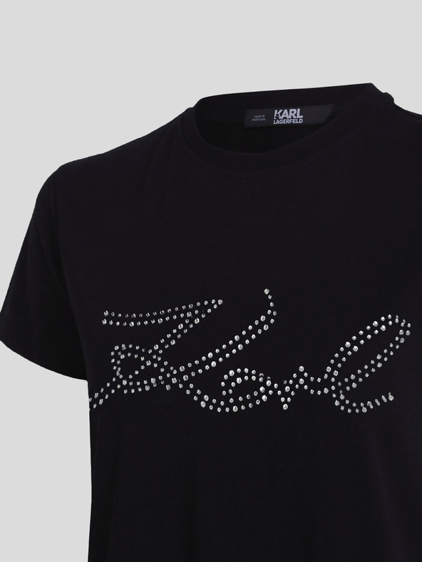 Karl Lagerfeld Černé dámské tričko KARL LAGERFELD Rhinestone Logo