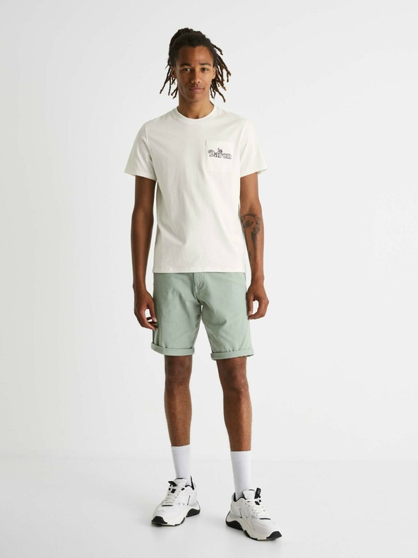 Celio Světle zelené pánské chino kraťasy Celio Bochinobm